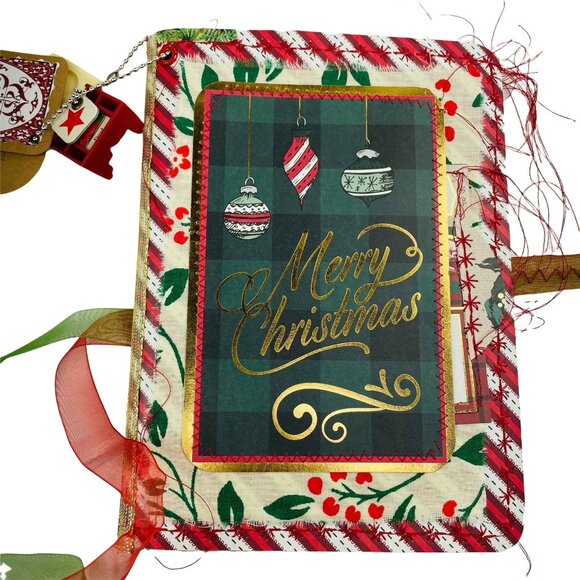 Loaded Merry Christmas Junk Journal, 6 Piece Book Charm, Bookmark, More Ephemera - Picture 5 of 11